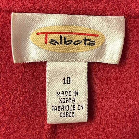 Talbots red blazer 100% wool coat button front pockets warm women’s size 10 - Picture 3 of 4